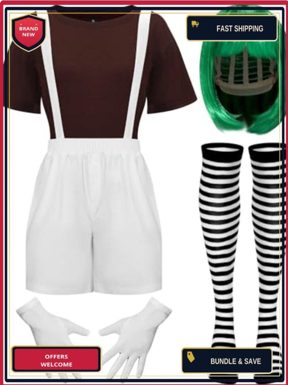 Panitay 5 Pc Adult Worker Costume Set for Halloween Role Play